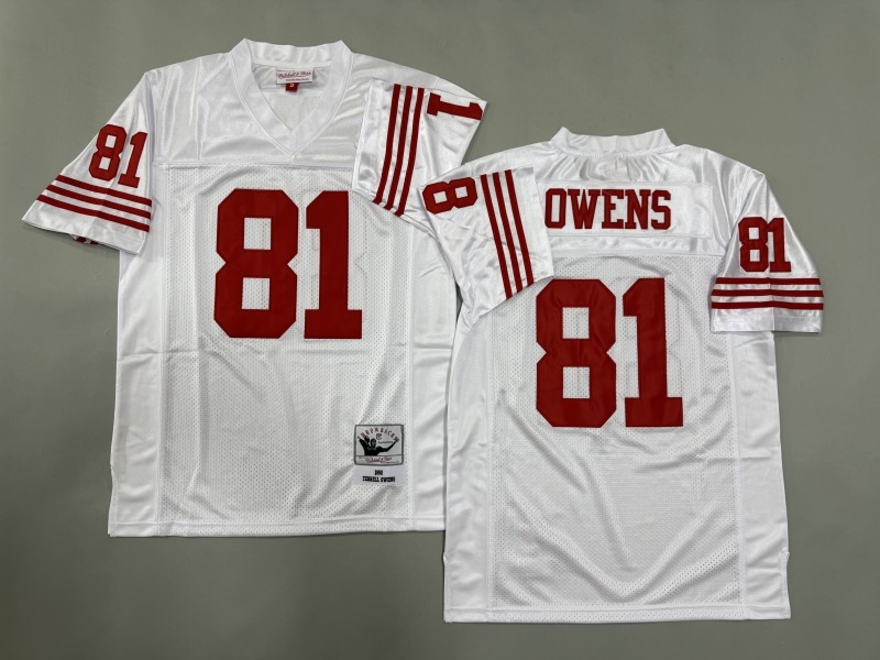 Men 2025 San Francisco 49ers #81 Owens white Throwback Limited NFL Jersey style 001